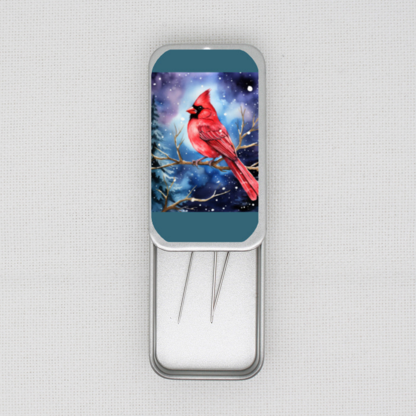 Winter Cardinal Needle Tin
