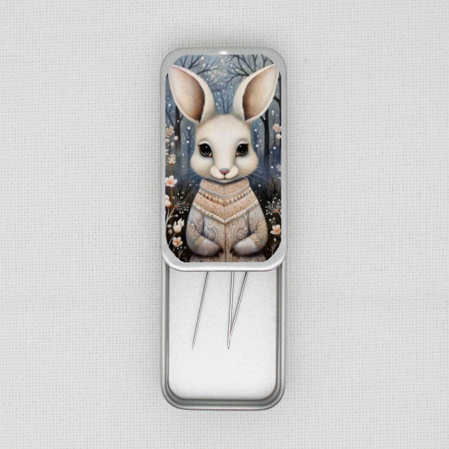 Winter Animals Bunny Needle Tin