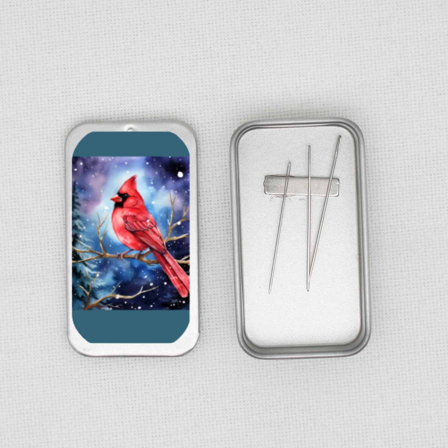Winter Cardinal Needle Tin