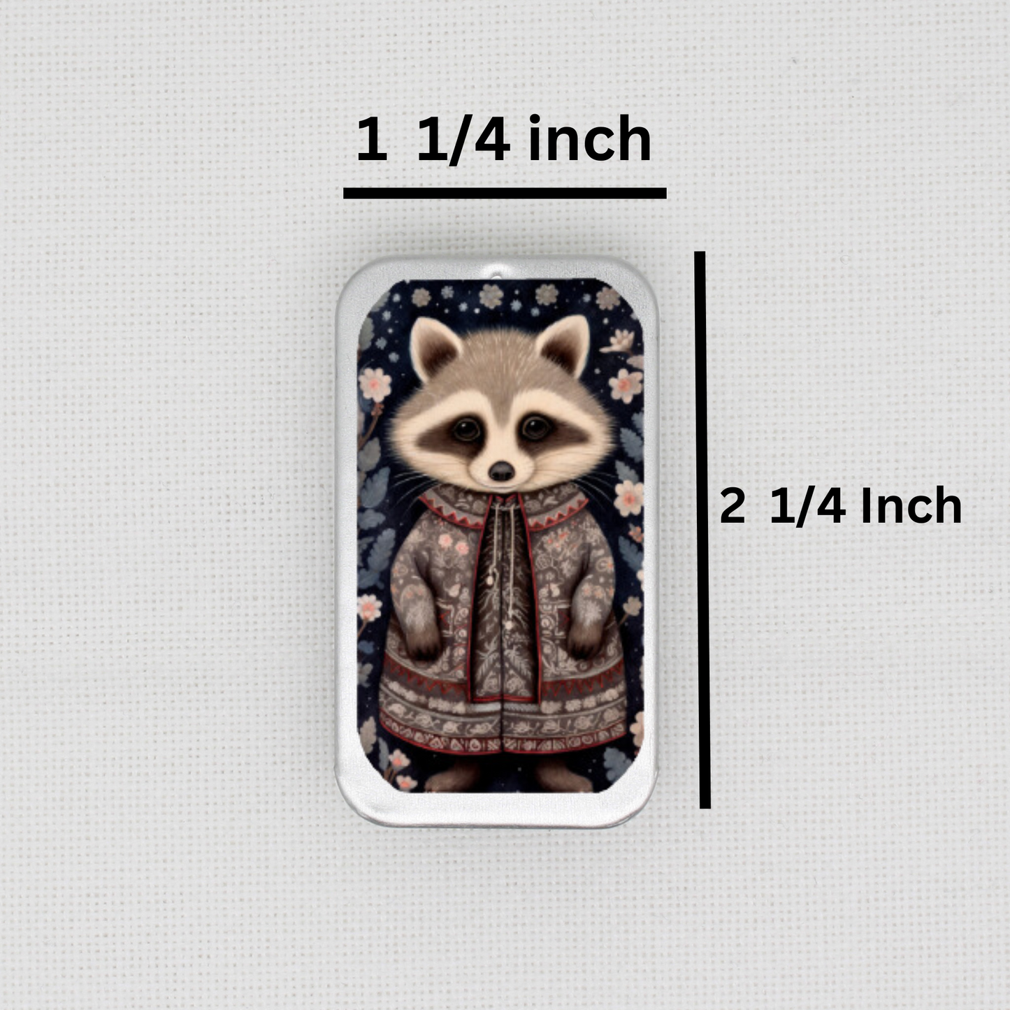Winter Animals Raccoon Needle Tin