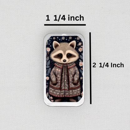 Winter Animals Raccoon Needle Tin