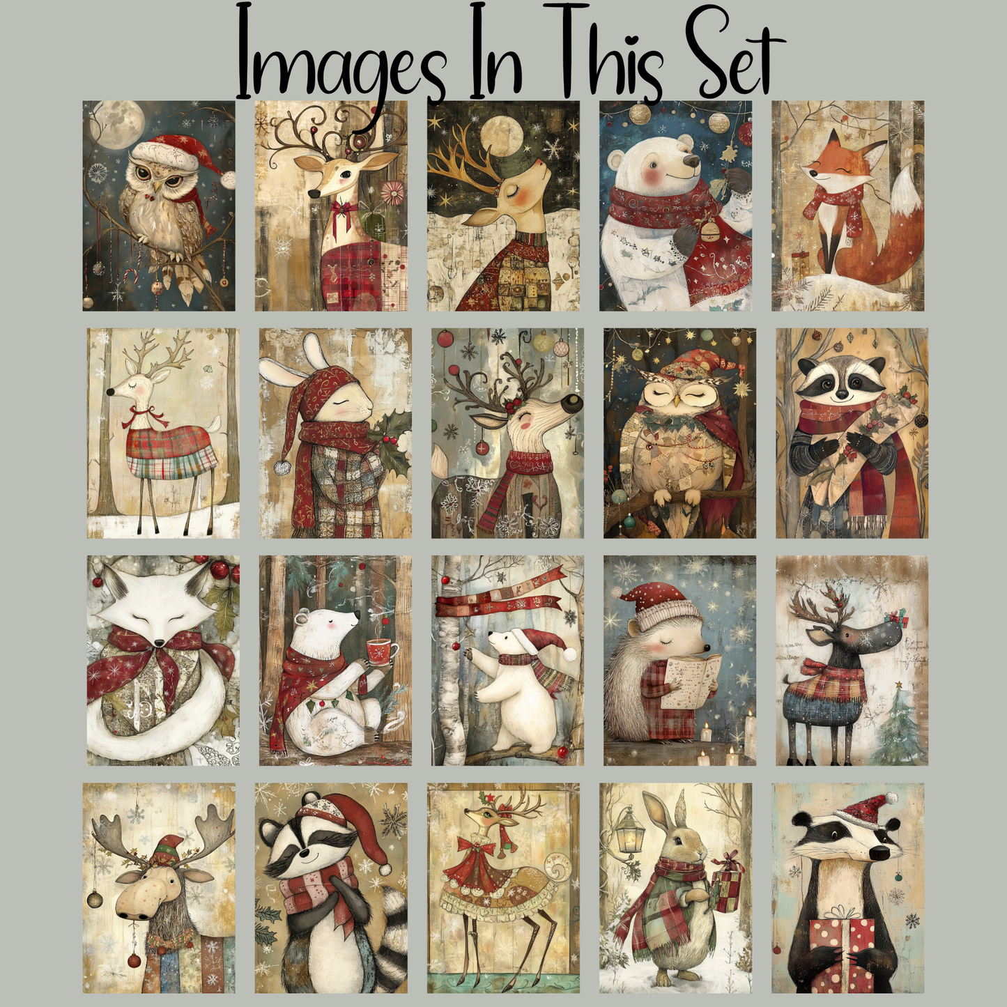 Christmas Woodlands Floss Cards. - Pack of 20 Cards